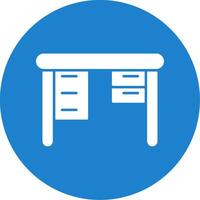 Office Desk Glyph Circle Icon vector