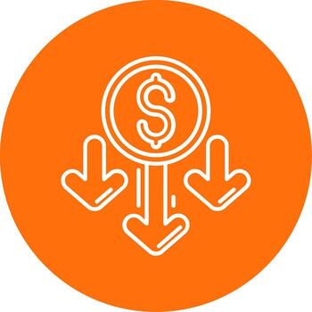 Decrease Linear Circle Multicolor Design Icon vector