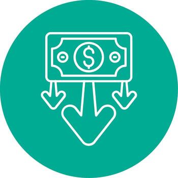 Decrease Linear Circle Multicolor Design Icon vector