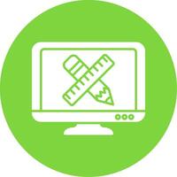 Pencil And Ruler Glyph Circle Icon vector