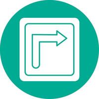 Turn Right Glyph Circle Icon vector