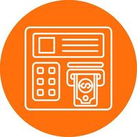 Atm machine Linear Circle Multicolor Design Icon vector