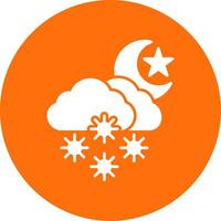 Night Snow Glyph Circle Icon vector