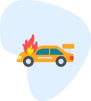 Accident Car In Fire Vector Icon