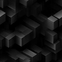 AI generated Dark black Geometric grid background Modern dark abstract texture seamless pattern photo