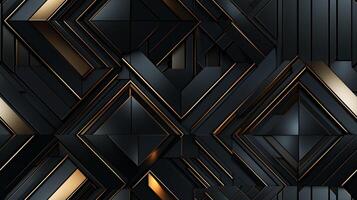 AI generated Dark black Geometric grid background Modern dark abstract texture seamless pattern photo