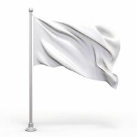 AI generated White flag waving on white background. photo