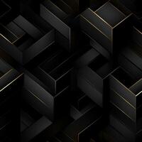 AI generated Dark black Geometric grid background Modern dark abstract texture seamless pattern photo