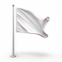 AI generated White flag waving on white background. photo