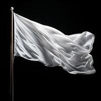 AI generated White flag waving on black background. photo