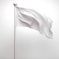 AI generated White flag waving on white background. photo