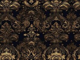 AI generated Seamless pattern Royal vintage Victorian Gothic background Rococo venzel and whorl photo