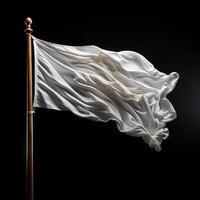 AI generated White flag waving on black background. photo