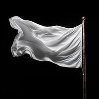 ai generado blanco bandera ondulación en negro antecedentes. foto