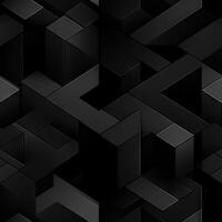 AI generated Dark black Geometric grid background Modern dark abstract texture seamless pattern photo
