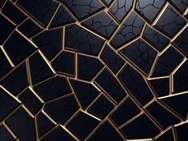 AI generated Dark black mosaic background with golden lines Art Deco luxury style texture photo