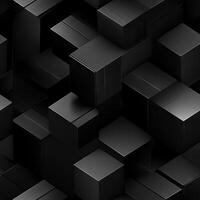 AI generated Dark black Geometric grid background Modern dark abstract texture seamless pattern photo