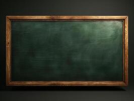 AI generated Empty wooden chalkboard on the wall Education concept with copy space photo