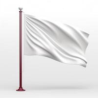 AI generated White flag waving on white background. photo