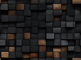 AI generated Dark black wooden Geometric grid background Modern dark abstract texture seamless pattern photo