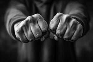 Pair of hands clenched into fists. photo