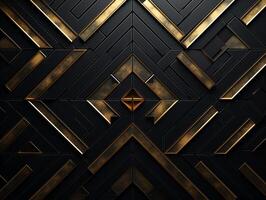 AI generated Dark black mosaic background with golden lines Art Deco luxury style texture photo