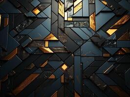 ai generado oscuro negro mosaico antecedentes con dorado líneas Arte deco lujo estilo textura foto