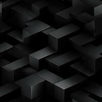AI generated Dark black Geometric grid background Modern dark abstract texture seamless pattern photo