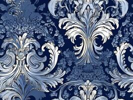 AI generated Seamless pattern Royal vintage Victorian Gothic background Rococo venzel and whorl photo