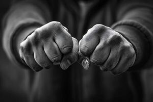 Pair of hands clenched into fists. photo