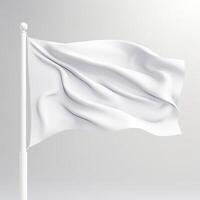 AI generated White flag waving on white background. photo