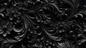 AI generated Seamless pattern Royal vintage Victorian Gothic background Rococo venzel and whorl photo