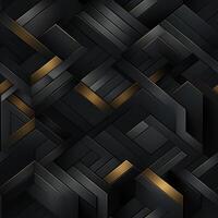 AI generated Dark black Geometric grid background Modern dark abstract texture seamless pattern photo