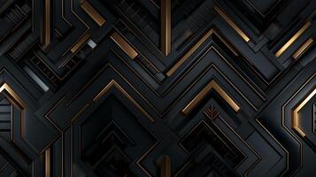 AI generated Dark black Geometric grid background Modern dark abstract texture seamless pattern photo