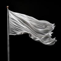 AI generated White flag waving on black background. photo