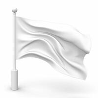 AI generated White flag waving on white background. photo