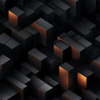 AI generated Dark black Geometric grid background Modern dark abstract texture seamless pattern photo