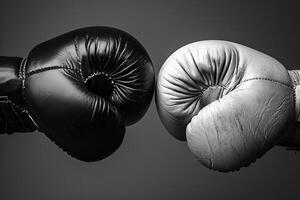 Boxing gloves on a gray background. photo