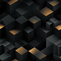 AI generated Dark black Geometric grid background Modern dark abstract texture seamless pattern photo