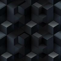 AI generated Dark black Geometric grid background Modern dark abstract texture seamless pattern photo
