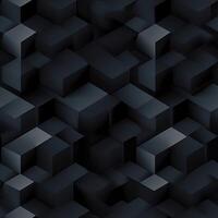 AI generated Dark black Geometric grid background Modern dark abstract texture seamless pattern photo