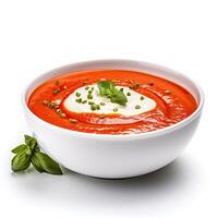 AI generated tomato soup closeup photo