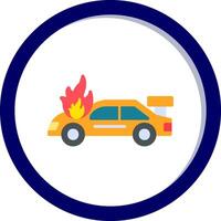 Accident Car In Fire Vector Icon