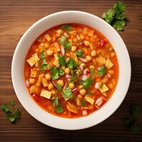 AI generated Posole soup closeup photo