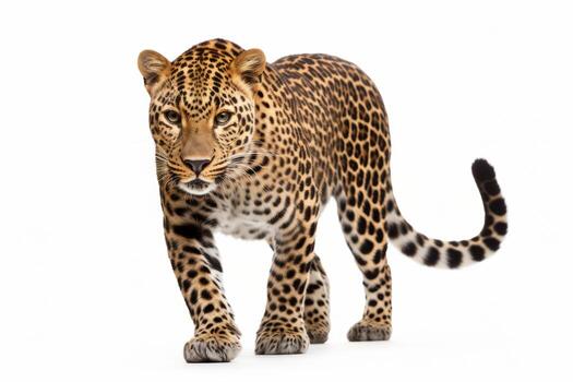 AI generated leopard isolated on plain background photo