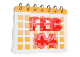 febrero 4. calendario diseño aislado en blanco antecedentes foto