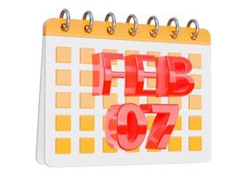 February 7. calendar design isolated on white background photo