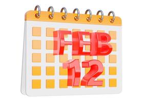 February 12. calendar design isolated on white background photo