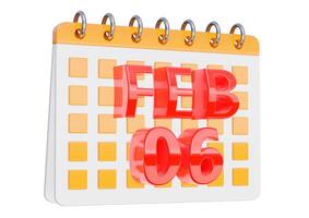 February 6. calendar design isolated on white background photo