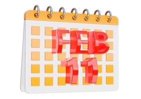 febrero 11 calendario diseño aislado en blanco antecedentes foto